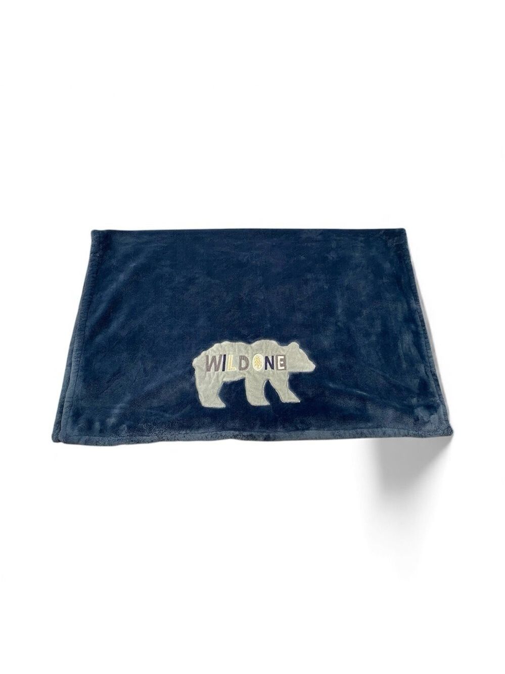 LevTex Bear Wild One Fleece Plush Security Blanket Navy Blue Lovie Woodland